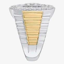 Mens 2 CT. T.W. Natural White Diamond 10K Two Tone Gold Cushion Cluster Halo Fashion Ring