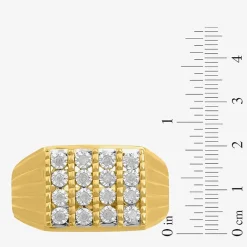 Mens 1/4 CT. T.W. Natural White Diamond 14K Gold Over Silver Fashion Ring