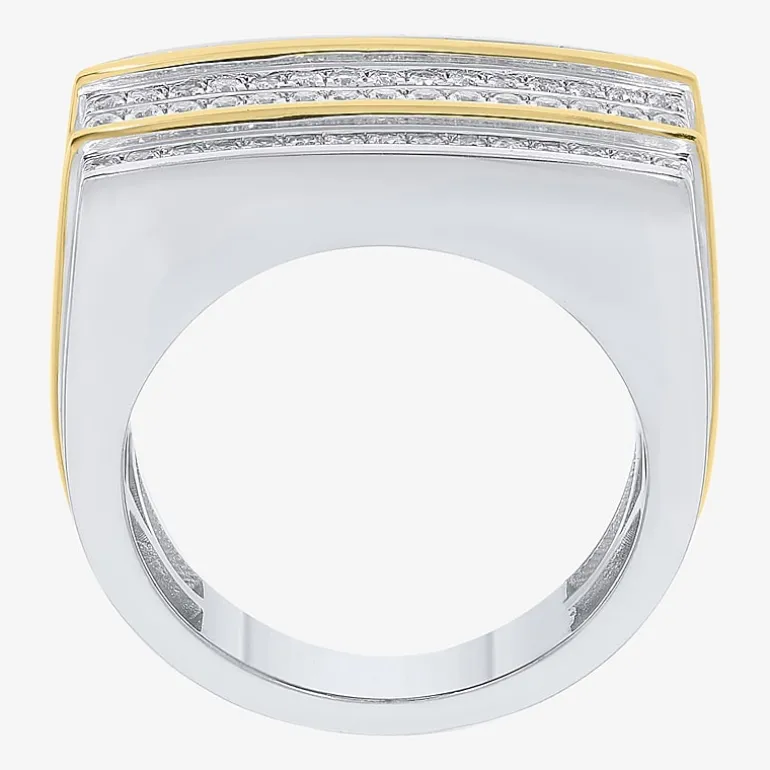 Mens 1 CT. T.W. Natural White Diamond Sterling Silver Fashion Ring