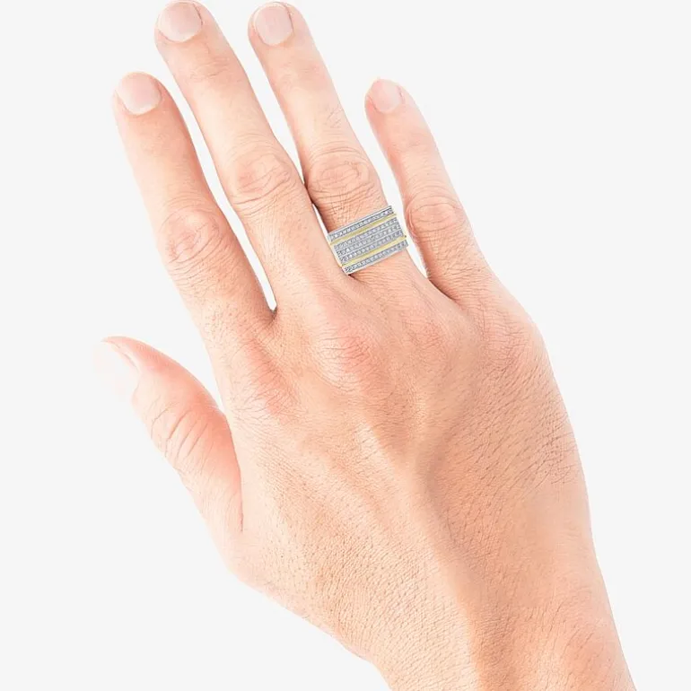 Mens 1 CT. T.W. Natural White Diamond Sterling Silver Fashion Ring