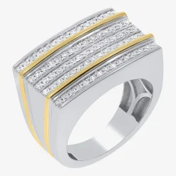 Mens 1 CT. T.W. Natural White Diamond Sterling Silver Fashion Ring