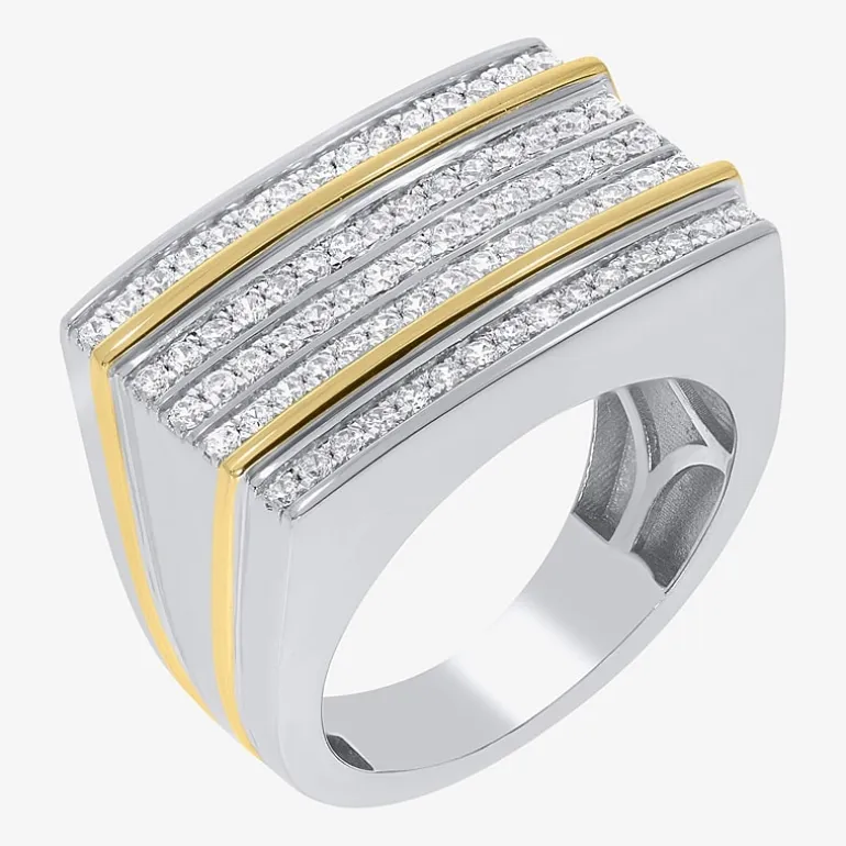 Mens 1 CT. T.W. Natural White Diamond Sterling Silver Fashion Ring