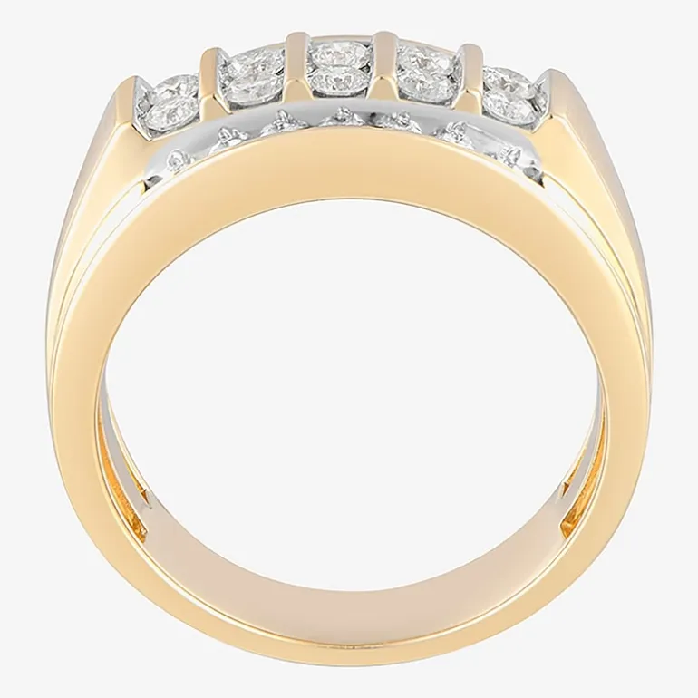Mens 1 CT. T.W. Natural White Diamond 10K Gold Fashion Ring