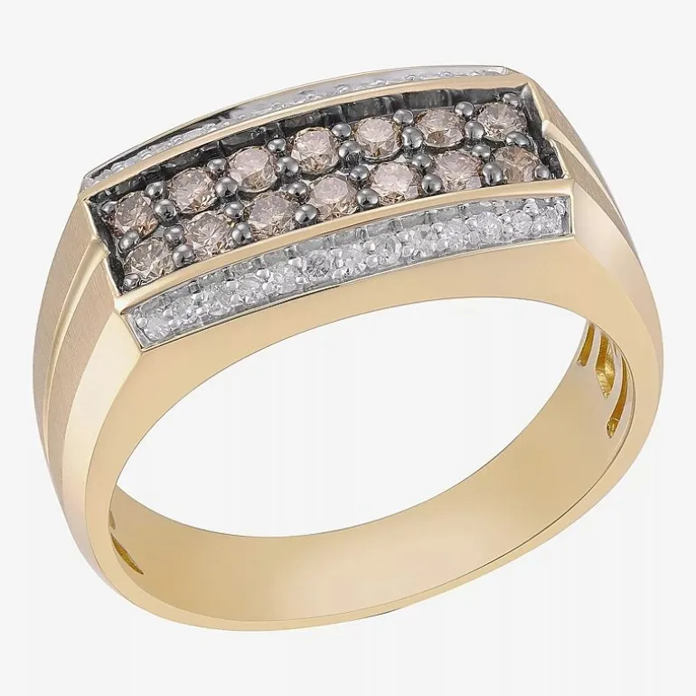 Mens 3/4 CT. T.W. White and Color-Enhanced Champagne Diamond Ring