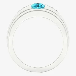 Mens Diamond Accent Genuine Blue Topaz Sterling Silver Fashion Ring