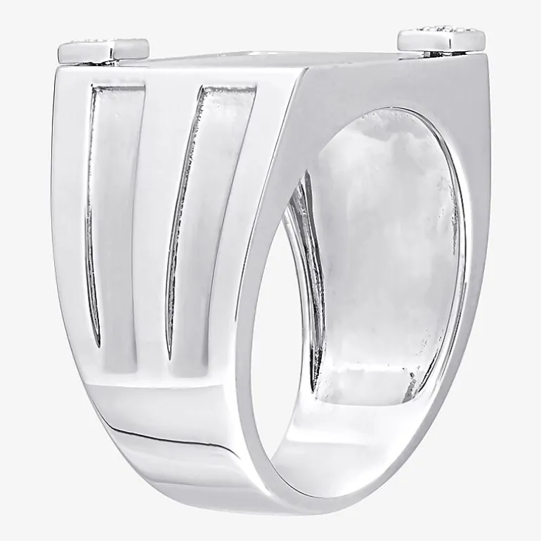 Mens Diamond Accent Genuine Black Onyx Sterling Silver Fashion Ring