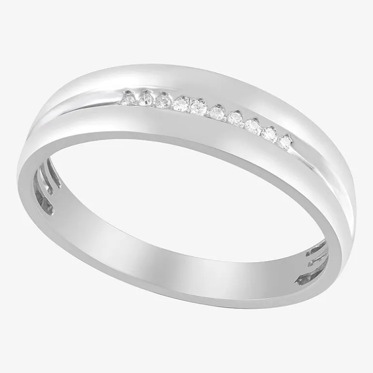 Mens Diamond-Accent 10K Yellow Gold Wedding Band