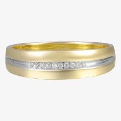 Mens Diamond-Accent 10K Yellow Gold Wedding Band