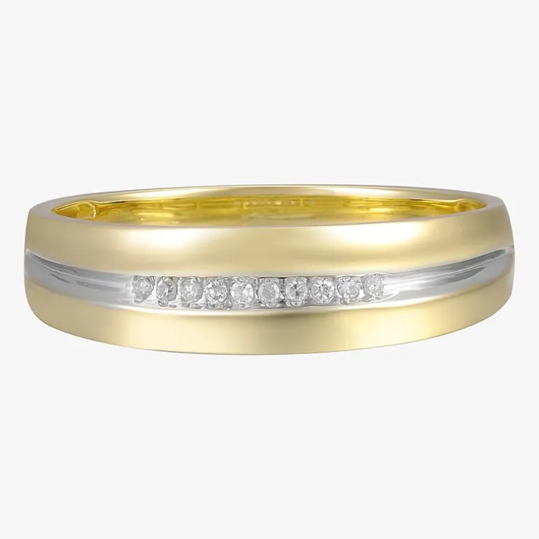 Mens Diamond-Accent 10K Yellow Gold Wedding Band