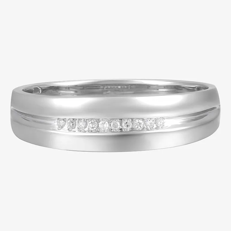 Mens Diamond-Accent 10K Yellow Gold Wedding Band