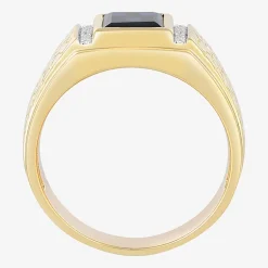 Mens Diamond Accent Lab Created Blue Sapphire Sterling Silver Fashion Ring