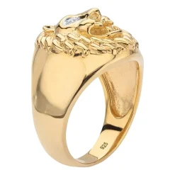Mens Diamond Accent Natural White Diamond 18K Gold Over Silver Fashion Ring