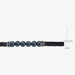 Mens Dyed Black Cultured Freshwater Pearl Beaded Bracelet