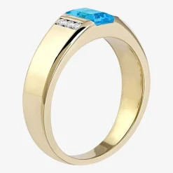 Mens Gemstone & 1/8 CT. T.W. Genuine Diamond 10K Gold Fashion Ring