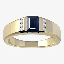 Mens Gemstone & 1/8 CT. T.W. Genuine Diamond 10K Gold Fashion Ring