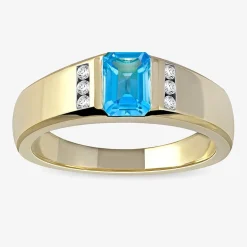 Mens Gemstone & 1/8 CT. T.W. Genuine Diamond 10K Gold Fashion Ring