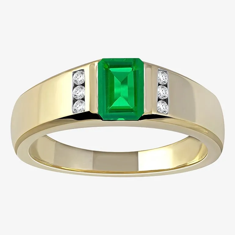 Mens Gemstone & 1/8 CT. T.W. Genuine Diamond 10K Gold Fashion Ring