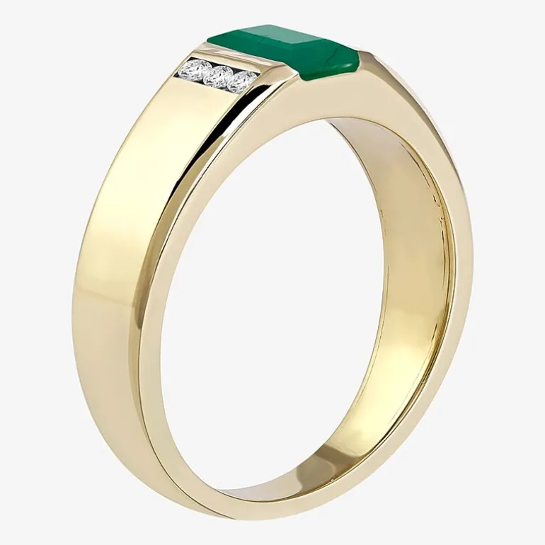 Mens Gemstone & 1/8 CT. T.W. Genuine Diamond 10K Gold Fashion Ring