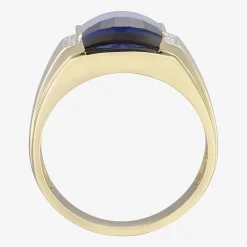 Mens Gemstone & Diamond-Accent 10K Yellow Gold Ring