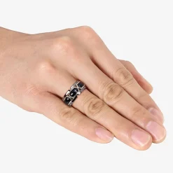 Mens Genuine Black Onyx 18K Gold Over Silver Fashion Ring