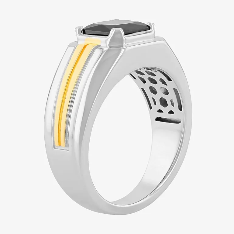 Mens Genuine Black Onyx Sterling Silver Fashion Ring