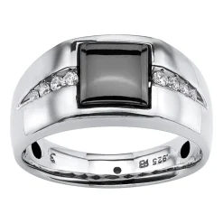Mens Genuine Gray Hematite Fashion Ring