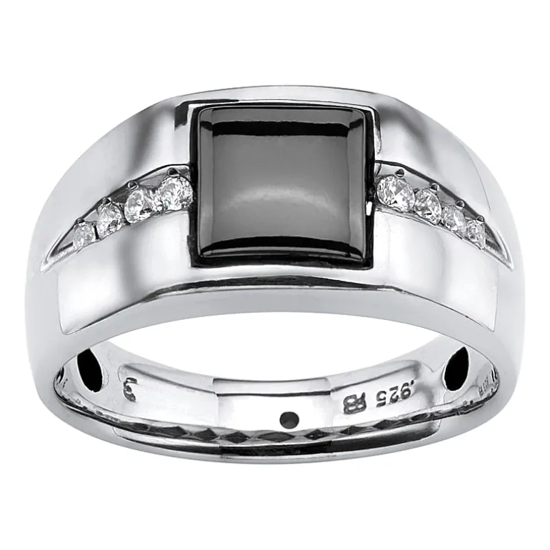 Mens Genuine Gray Hematite Fashion Ring