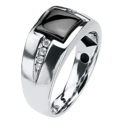 Mens Genuine Gray Hematite Fashion Ring