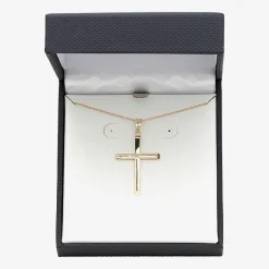 Mens 14K Gold Cross 22 Inch Pendant Necklace