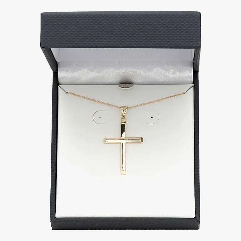 Mens 14K Gold Cross 22 Inch Pendant Necklace
