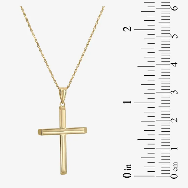 Mens 14K Gold Cross 22 Inch Pendant Necklace