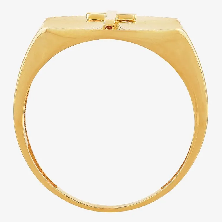 Mens 10K Gold Cross Signet Ring