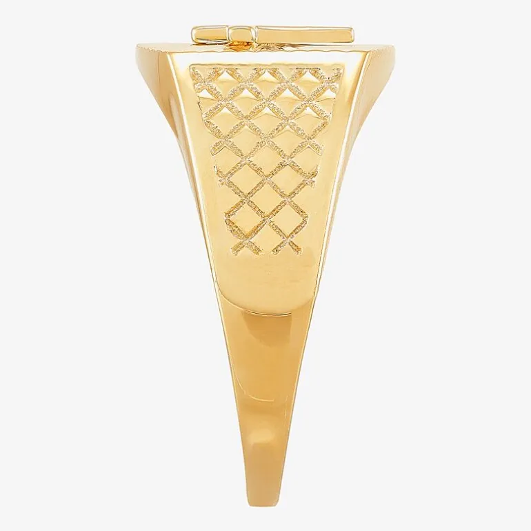 Mens 10K Gold Cross Signet Ring