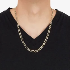 Mens 14K Gold 22 Inch Figaro Chain Necklace
