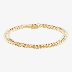 Mens 14K Gold 9 Inch Hollow Curb Chain Bracelet