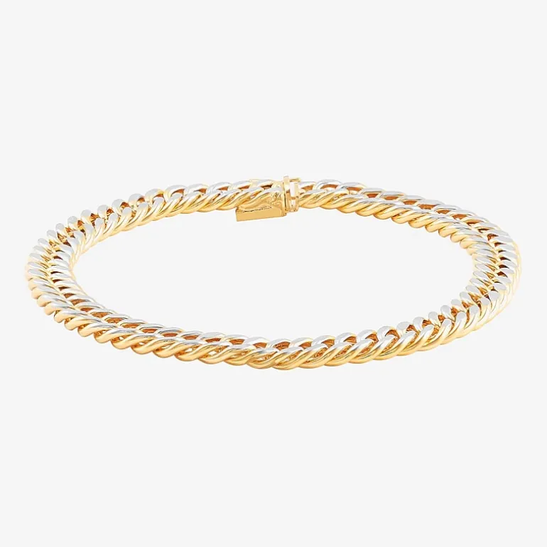 Mens 14K Gold 9 Inch Hollow Curb Chain Bracelet