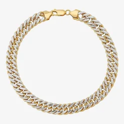 Mens 14K Gold 9 Inch Hollow Curb Chain Bracelet