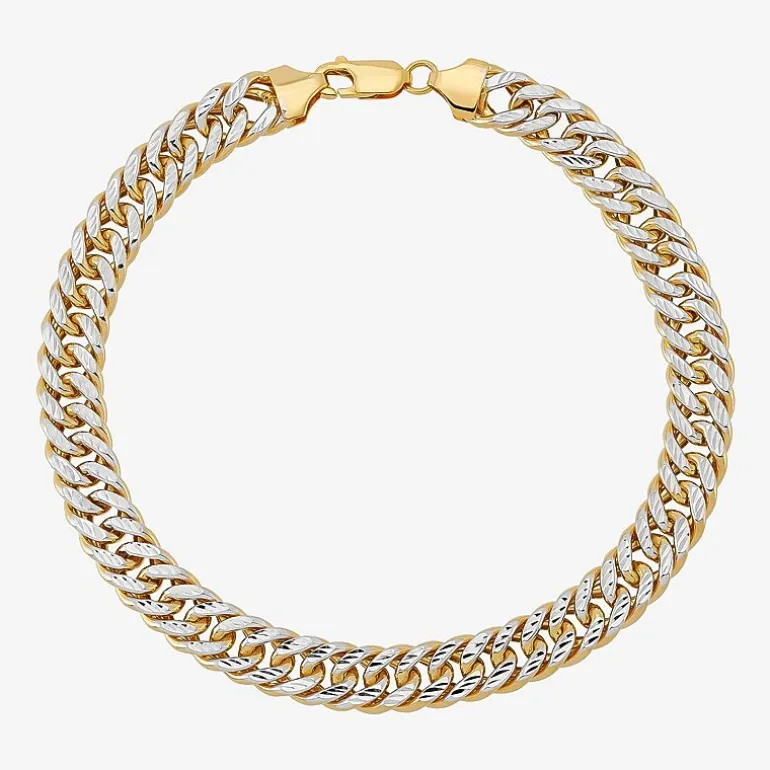 Mens 14K Gold 9 Inch Hollow Curb Chain Bracelet
