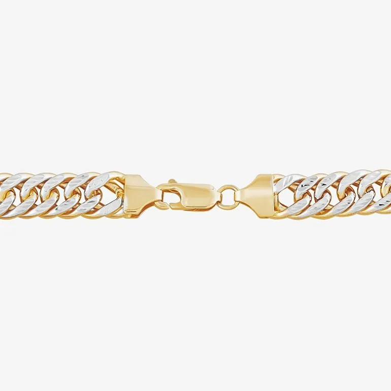 Mens 14K Gold 9 Inch Hollow Curb Chain Bracelet