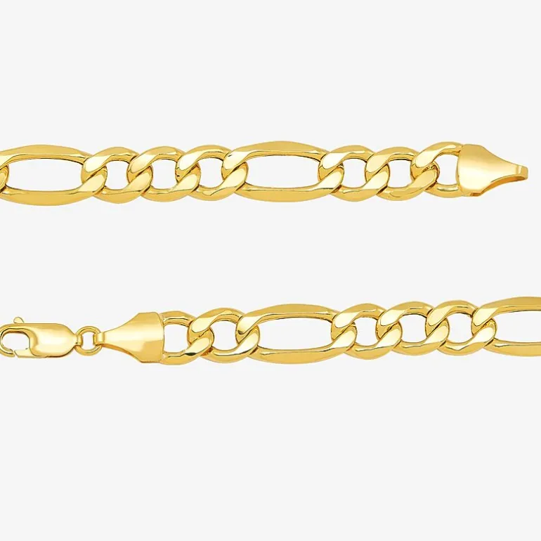 Mens 10K Gold 9 Inch Hollow Figaro Chain Bracelet