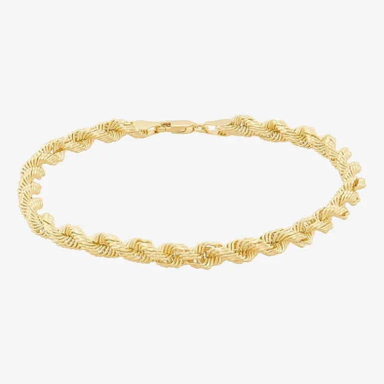 Mens 10K Gold 8 1/2 Inch Hollow Rope Chain Bracelet
