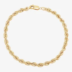 Mens 10K Gold 8 1/2 Inch Hollow Rope Chain Bracelet