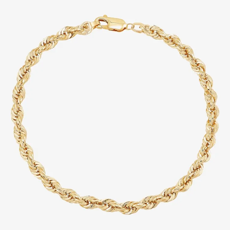 Mens 10K Gold 8 1/2 Inch Hollow Rope Chain Bracelet