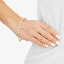 Mens 10K Gold 8 1/2 Inch Hollow Rope Chain Bracelet