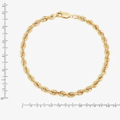Mens 10K Gold 8 1/2 Inch Hollow Rope Chain Bracelet
