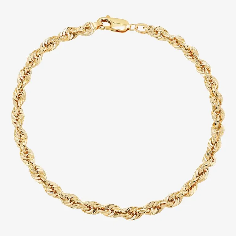 Mens 10K Gold 8 1/2 Inch Hollow Rope Chain Bracelet
