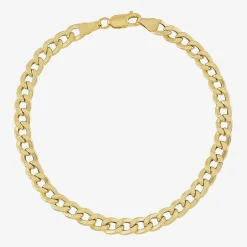 Mens 10K Gold 8.5 - 10 Inch 6mm Semi-Solid Curb Bracelet