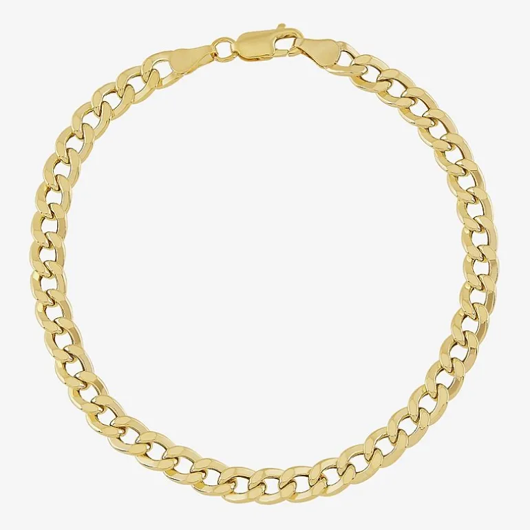 Mens 10K Gold 8.5 - 10 Inch 6mm Semi-Solid Curb Bracelet