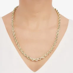 Mens 14K Gold 24 Inch Rope Chain Necklace