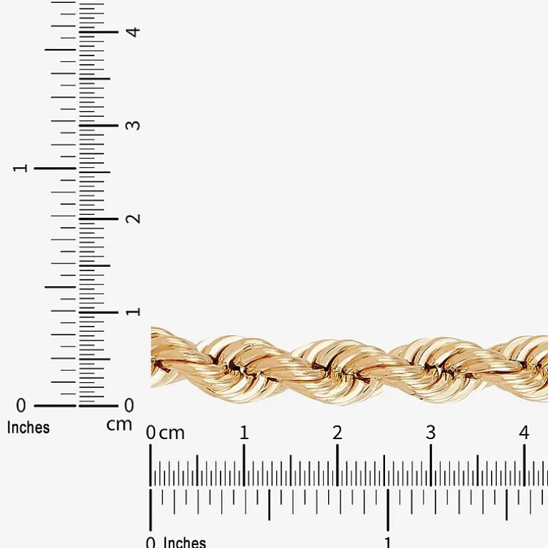 Mens 10K Gold 24 Inch Rope Chain Necklace